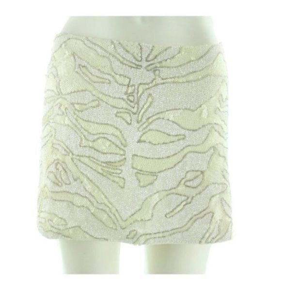 PARKER SEQUIN WHITE MINI SKIRT SIZE 6 NEW WITH TAG - Picture 1 of 7